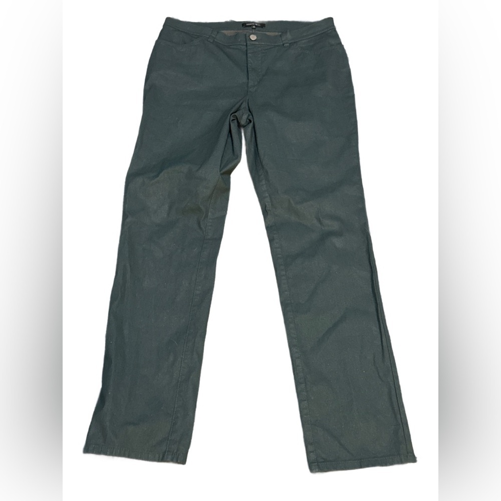 Lafayette 148 Straight Leg Shimmer Teal Pants 12 NWOT